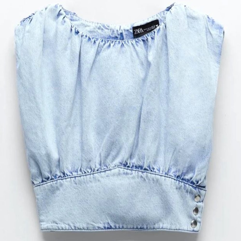 Draped denim top